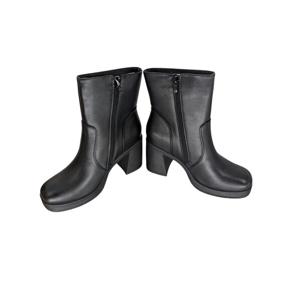 Womens 90s Y2K Goth Fairy Grunge Chunky‎ High Heel Square Toe Zip Up Ankle Boots - Picture 4 of 12